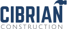 A green background with blue letters that say " brian construction ".