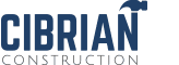 A green background with blue letters that say " brian construction ".